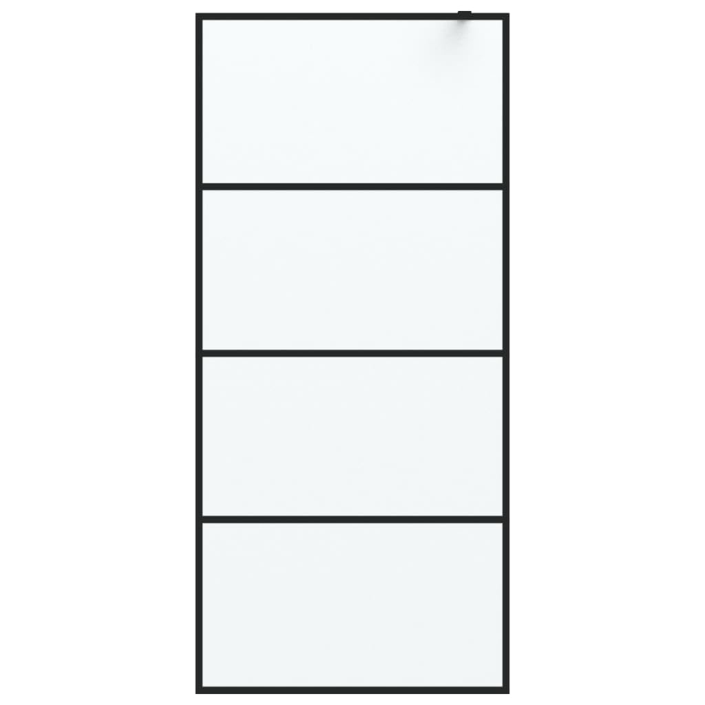Mampara de ducha de cristal templado de 5 mm mate, 90 x 195 cm, marco de aluminio negro, ajustable, con barra de apoyo, protección contra salpicaduras, divisor estable para nicho de baño