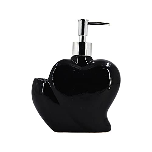 Image of SaSaSa Ceramic Soap Dispenser for Bathroom handwash, refillable Pump Bottle for Kitchen Hand wash Basin, Set of 1, Black (8028)