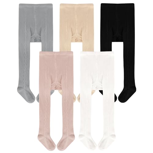 Meeshine Baby Girls Cable Knit Tights Soft Cotton Footed Leggings Toddler Ribbed Pantyhose Winter Warm Pantyhose