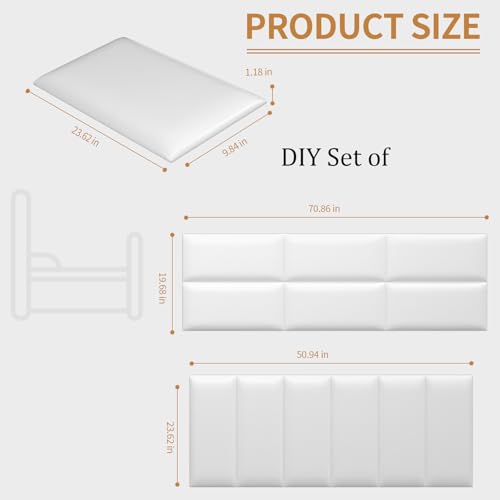 Image of Headboards Wall Panel for Twin, Self-Adhesive 3D Upholstered Panel for Bedroom /Living Room (6 Pieces 9.84 in x 23.6 in)