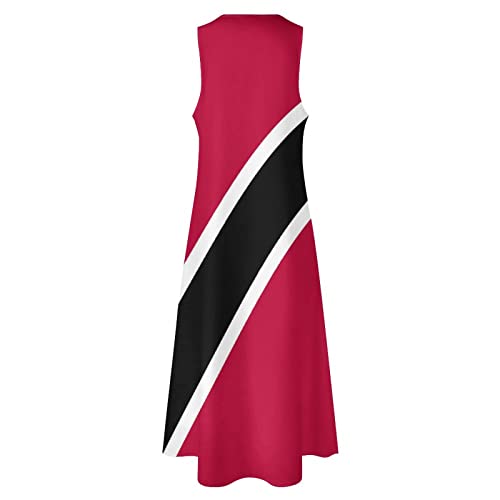 Image of Long Dress Trinidad and Tobago Flag Women's Summer Casual Loose Dress Long Dress Short Sleeve for Girls Fashion Skirts 4XL