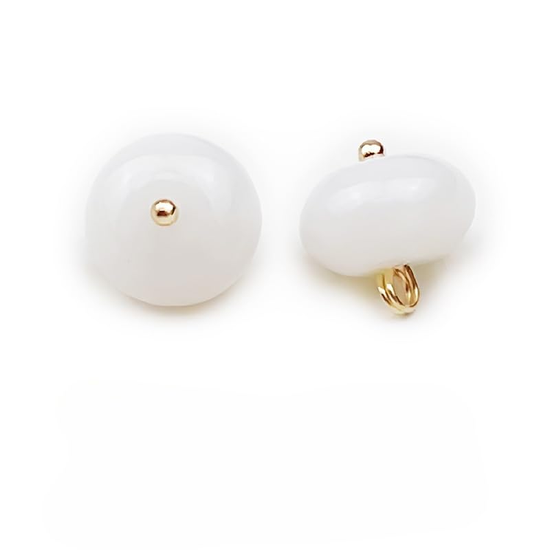 bottoni, Confezione da 50 bottoni decorativi con perle in resina multicolore 12 mm gambo for la lavorazione di tessuti(1# White Jade Color)