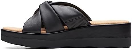 Clarks unisex adult Clara Charm Wedge Sandal, Black Synthetic, 8.5 US | Image 4