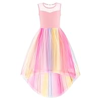 Arshiner Girls Fancy Dress Party Birthday Summer Tulle Princess Sundress Rainbow Pink