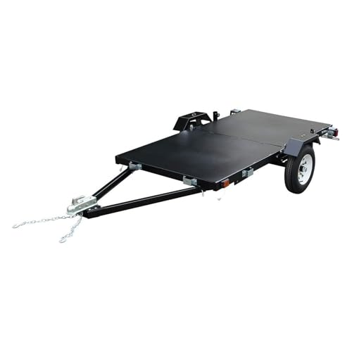 Image of 4x8 Single Axle Folding Utility Trailer 1383 lb Load Capacity, 8 ft Deck Length, 4 ft Deck Width Heavy-Duty Steel Frame, Compact Storage Design