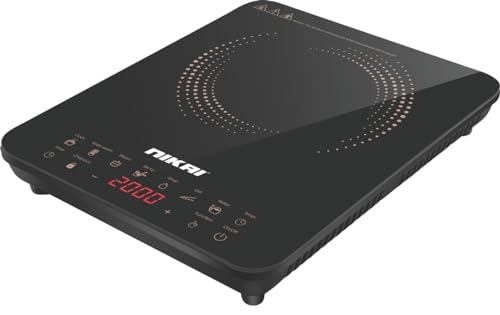 Nikai 2000W Single Induction Cooker With 7 Preset Cooking Options 4 Digital LED Display Black Crystal Glass Panel Child Lock Touch Control NIC222A