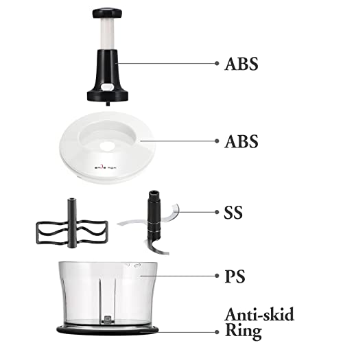 Smile Mom Vegetable Chopper Food Chopper, Quick Hand Express Chopper, Pro Food Cutter, Easy To Chop Vegetables, Fruits, Herbs,Salsa，Puree, Salad, Pesto, 1.2L(White) #TOP4