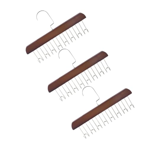 TOYANDONA Appendiabiti Multiuso 3 Pezzi Con 8 Ganci Vintage in Legno e Acciaio, Organizer Per Cinture, Porta Cravatte e Sciarpe Per Armadio Da Uomo e Donna, Salvaspazio Per Camera e Guardaroba