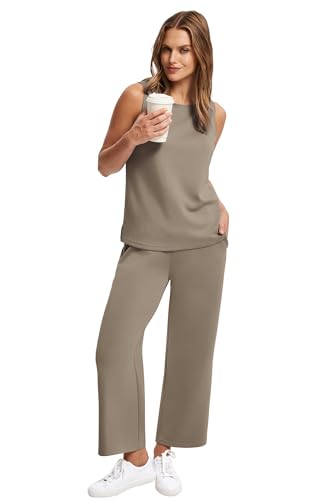 Image of SAMPEEL Two Piece Sets for Women Summer Outfits Beach Vacation Clothes Wide Leg Crop Pants