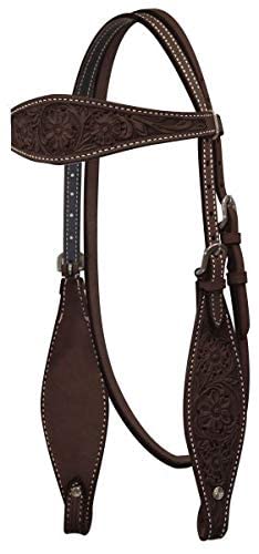 Showman Argentina Cow Leather Headstall w/Floral Tooling (Dark)