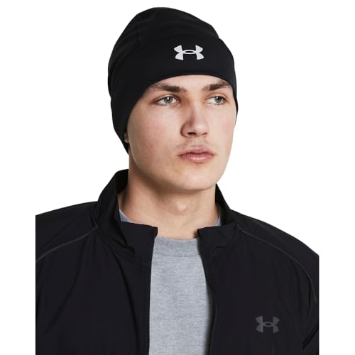 Under Armour Men's Storm Velocity Beanie, (001) Black/Black/Reflective, One Size Fits Most