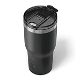 RTIC 30oz Essential Tumbler with Lid, Insulated, Stainless Steel, Metal, Double Wall Vacuum-Insulation, Ceramic Lined, Travel Cup for Iced Coffee, Tea, Hot and Cold Drink, Black