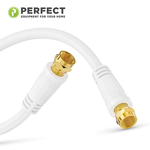 PerfectHD Perfect Satellite Cable, Aerial Cable, Coaxial Cable, F Male to F Male, 2.00 m, White, 2.00m - Image 2
