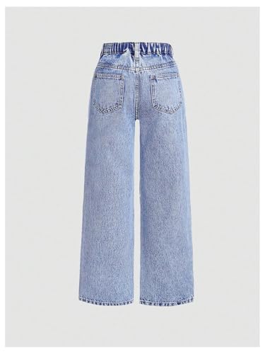 SweatyRocks Girl's Ripped Cut Out Jeans Distressed Straight Leg Denim Pants Trousers2