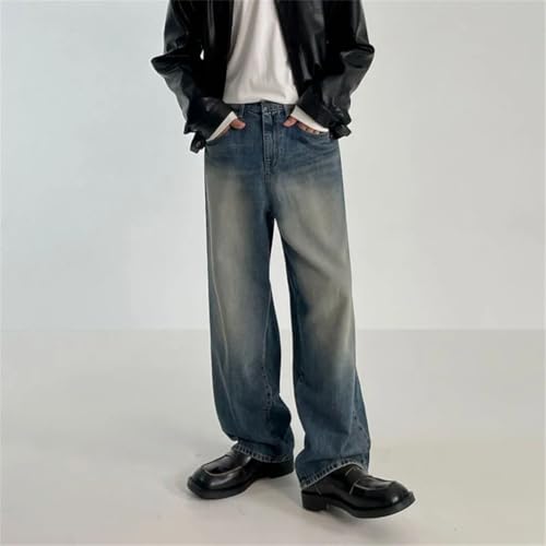 Men Jeans Loose Straight High Street Versatile Wide Leg Trousers3