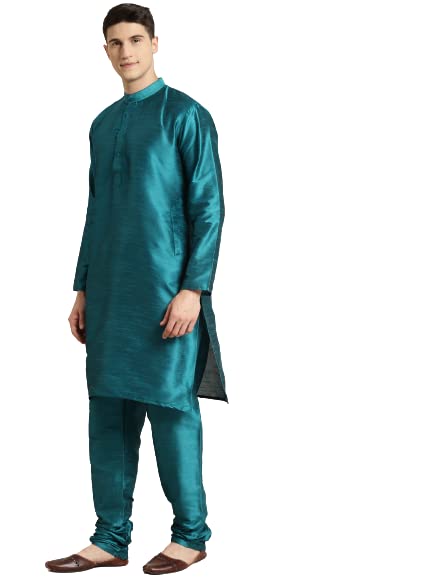 Image of SOJANYA (Since 1958, Men's Silk Blend Grey Kurta Pyjama & Silk Blend Jacket Combo