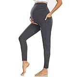 Ymmott Leggings de Maternidad para Mujer Cintura Alta Pantalones de Maternidad con Bolsillos Opacos Suaves Elásticos Ropa de Maternidad