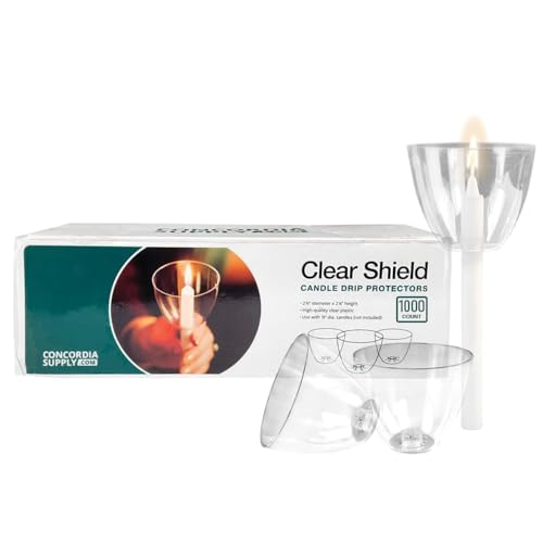 Concordia Supply Clear Shield Candle Drip Protectors - Pack of 1000 Wax Catcher for Candlesticks, Church Vigils & Christmas Eve Candles