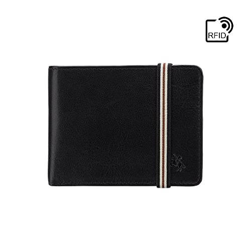 VISCONTI Segesta Elastic Closure Bi Fold Real Leather Tap and Go Slim Wallet Card Holder RFID2