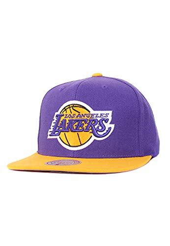 Mitchell & Ness NBA Wool 6HSSMM19201 LA Lakers - Gorra (lana, 2 tonos, talla única), color morado y amarillo, morado, Talla única