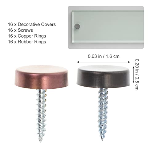 Tornillos únicos plateados con tapas decorativas de acero inoxidable para espejos miniatura 7