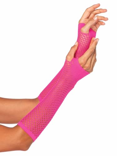 Leg Avenue womens Triangle Net Fingerless Gloves Exotic Apparel Accessory Neon Pink One Size US