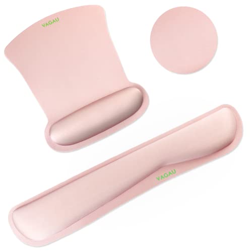 VAGAU Premium Keyboard Wrist Rest and Mouse Pad Wrist Support, Ergonomic Memory Foam Set for Office, Laptop, Mac, Computer and Gaming, Durable, Comfortable Typing &Wrist Pain Relief(Pink)