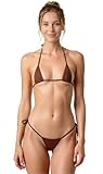 HiSexy Women Micro Ribbed Bikini Set 2 Piece Extreme Lingerie Sexy Mini Thong Swimwear Beachwear Swimsuit Bathing Suit Coffee