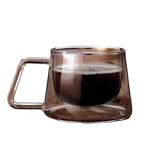 Coffee Cup 1pc 200ml Elegant Double-Layer Insulated Espresso Cup Hot and Cold Beverages Sturdy Glass Mug Coffee Cup High Temper Resistance