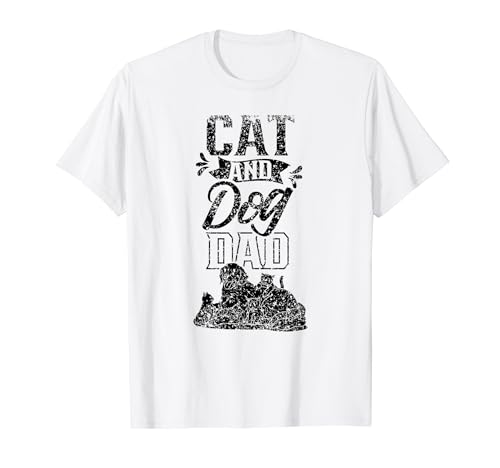 Gato Y Perro Papá Gatos Amante Perros Padre Papa Padre Padre Camiseta