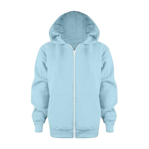 Felpa da bambino con cappuccio con cappuccio, a maniche lunghe, in cotone, con cerniera, casual, sportivo, con tasca Junior A17