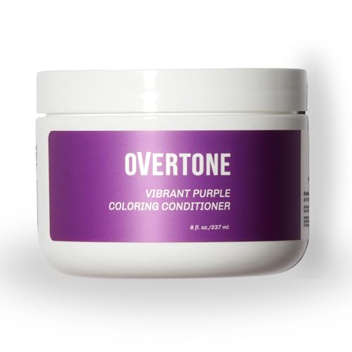 Image of Overtone Semi Permanent Hair Color Conditioner, Vibrant Purple, 8 oz, Nourishing, Damage-Free, Color Depositing Mask for All Hair Types with Shea Butter & Coconut Oil, Vegan & Cruelty-Free