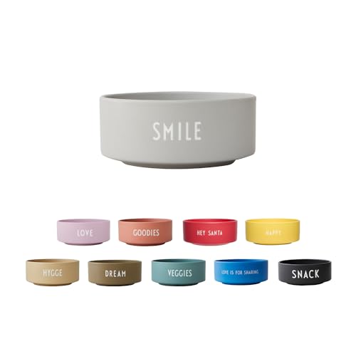 Design Letters Snack Schale Grau SMILE | Porzellan Snackschale für Weihnachtsdeko, Weihnachtsdeko Tisch, Weihnachtsgeschenke Kleinigkeiten | Salatschüssel, Müslischalen, Rührschüssel, Bowl