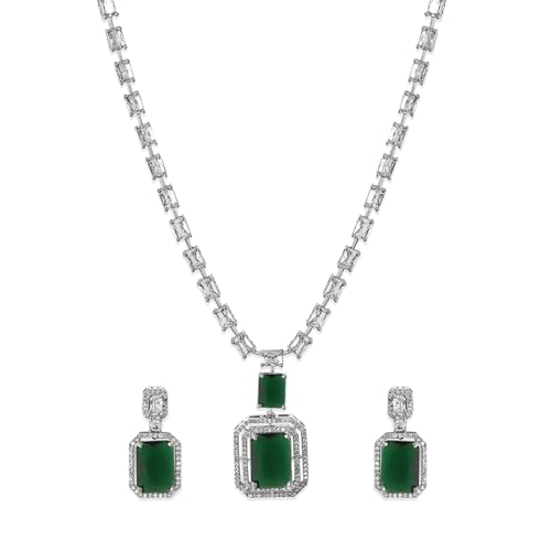 Image of Rubans Necklace Set American Diamond Zirconia Jewellery Gift for Women & Girls