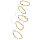 Macachii 5Pcs 52 62 Bague Femme or Imitation Fiançailles Et Mariage Plaqué or 14K Avec Zirconium Empilables Promesse Alliance Bague Pouce Tendance or Blanc Bijoux Pour Ma Copine Maman