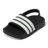 adidas Adilette Estrap Slide Sandal, Black/White/Black, 11 US Unisex Little Kid