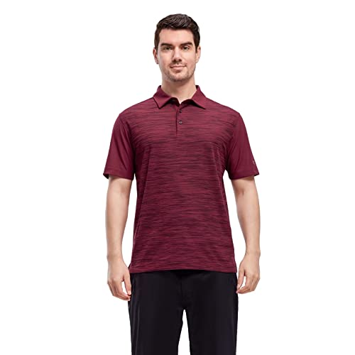 M Maelreg Mens Polo Shirts Short Sleeve Performance Moisture Wicking Quick Dry Casual Golf Polo Shirts For Men Burgundy Heather #TOP1