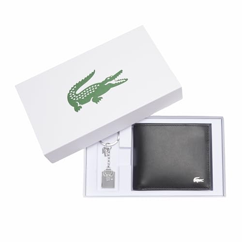 Lacoste Men's Fitzgerald Medium Billfold Wallet Set, Black/Green, One Size4