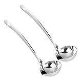 TOYANDONA Mestolo Separatore D’Olio in Acciaio Inox Set 2 Pezzi con Beccuccio Versatore e Filtro Colino Cucchiaio per Zuppa con Manico Ergonomico Utensile Cucina per Separazione Grasso e