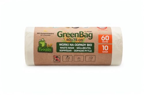 60 Liter BIO Müllbeutel kompostierbar Bioabfall Beutel Kompostierbare Müllsäcke 10 Stück Biomüllbeutel für Biotonne Restmülltonne (60 Liter 10 Stück)