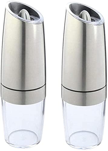 Moulin à piment électrique automatique en acier inoxydable Chili et sel Moulin à épices douces LED 2pc Moulin à sel en acier inoxydable Chili Chili-acier inoxydable 2pc Salt (2pc en acier inoxydable)