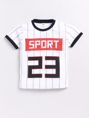 Image of LITTLE NINJA Pure Cotton Knee Length Half Sleeve Numerical Printed Tee & Shorts Set - Black 0-6M