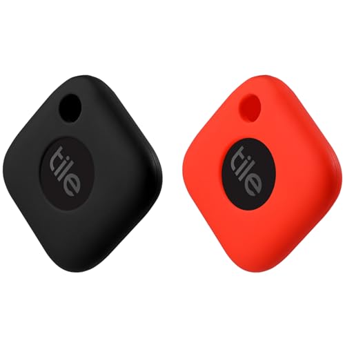 Silicone Case for Tile Mate 2022 with Keychains, 2 Pack Anti-scratch Protective Cover with Carabiner (Black/Red)