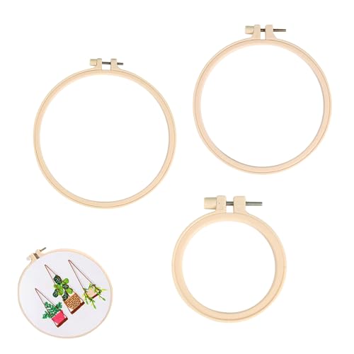 3 Stück Stickrahmen Klein Embroidery Hoop Kunststoff Stickrahmen Runder-Stickrahmen Set Kreis Kreuzstich Gut für Stickereien DIY Handwerkskunst Nähen stickset für anfänger (8/15/20cm)