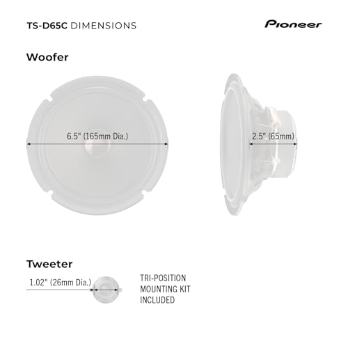 Image of PIONEER D-Series TS-D65C 6.5 inch 2-Way Speakers (Pair) - 270W Max, Crisp Highs + Clear Vocals, Ideal Factory Upgrade, Add an Amplifier for Even Better Performance