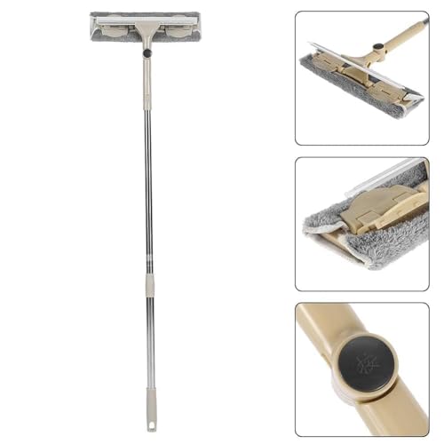 Image of Double Sided Window Cleaner, Window Cleaning Squeegee Long Rod Rotate Window Cleaner Wiper Squeegee Cleaning Brush Cleaning Tool