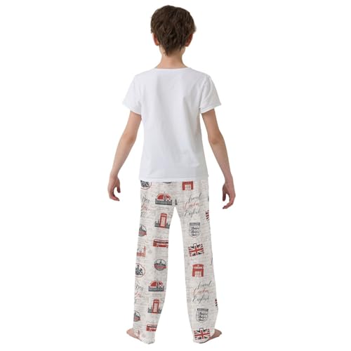 United Kingdom City Boys Long Pants Soft Trousers Elastic Waist Kids Lounge Bottoms with Pockets S-XL3