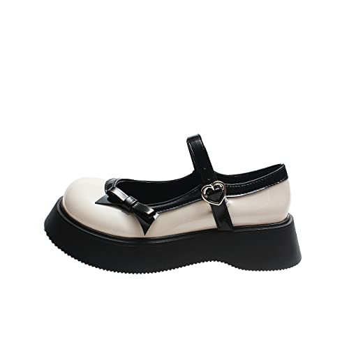 Ulalaza Plataforma para Mujer Mary Janes Zapatos Sweet Toe Tobillo Lolita Gótico Plataforma Vestido Bombas Zapatos Gruesos Zapatos de Plataforma Zapatos de Vestir de Charol