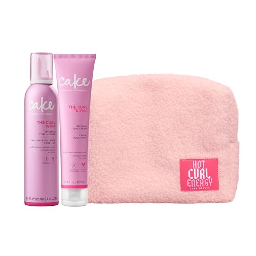 Image of Cake Beauty Curl Defining Cream & Whipped Curl Mousse Limited Edition Gift Set with Free Pink Pouch, Curly Hair Styling Products for Moisture, Definition & Hold