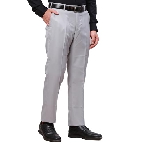 Image of Park Avenue Men's Smart Fit Mid Rise Structure Pattern Poly Viscose Blend Pleatless Formal Trouser